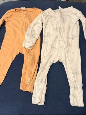 Bundle 2 Larkspur Baby Zipper PJs Sleepers Bamboo Cotton Unisex Boys Girls 6-12m